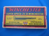 Winchester Super Speed 25-35 wcf Cartridge Box Full Pre-War K Code - 1 of 9