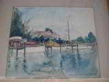 Helen Sloan Belnap Original Watercolor Painting circa 1950's Del Ray Beach Florida Harbor Scene - 2 of 5