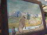 Harry G. Bentz Oil Painting Montana Folk Art Circa 1970 