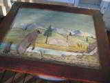 Harry G. Bentz Oil Painting Montana Folk Art Circa 1970 