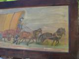 Conestoga Wagon Folk Art Oil Painting Circa 1920 Richmond Va. Artist - 5 of 7