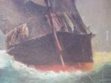 Nautical Oil Painting American Sailing Ship by Maud Sedalia Proctor Circa 1920's - 7 of 11