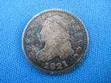 U.S. 1821 Capped Bust Dime 10 Cent VG10 - 1 of 4