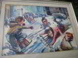 Original Watercolor Painting by Nick Buongiorno "Boys Sledding in NYC" Circa 1929 - 4 of 7