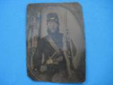 Civil War Tintype Photograph 1/4 Plate Soldier with Musket and Bayonet - 1 of 6