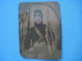 Civil War Tintype Photograph 1/4 Plate Soldier with Musket and Bayonet - 4 of 6