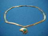 Sterling Navajo Necklace w/Bear Fetish and Robin Egg Blue Turquoise Signed "RB" - 2 of 8