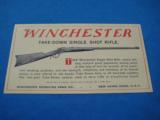 Winchester Model 1885 Single Shot Rifle Take Down Introduction
Dealer Flyer w/ Telescope Introduction on Back Rare