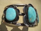 Navajo Turquoise & Silver Bracelet Vintage Signed by Maker - 5 of 10