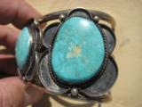Navajo Turquoise & Silver Bracelet Vintage Signed by Maker - 8 of 10