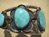 Navajo Turquoise & Silver Bracelet Vintage Signed by Maker - 7 of 10