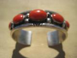 Navajo Silver & Red Coral Bracelet Circa 1960's or 70's - 1 of 7