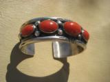 Navajo Silver & Red Coral Bracelet Circa 1960's or 70's - 7 of 7