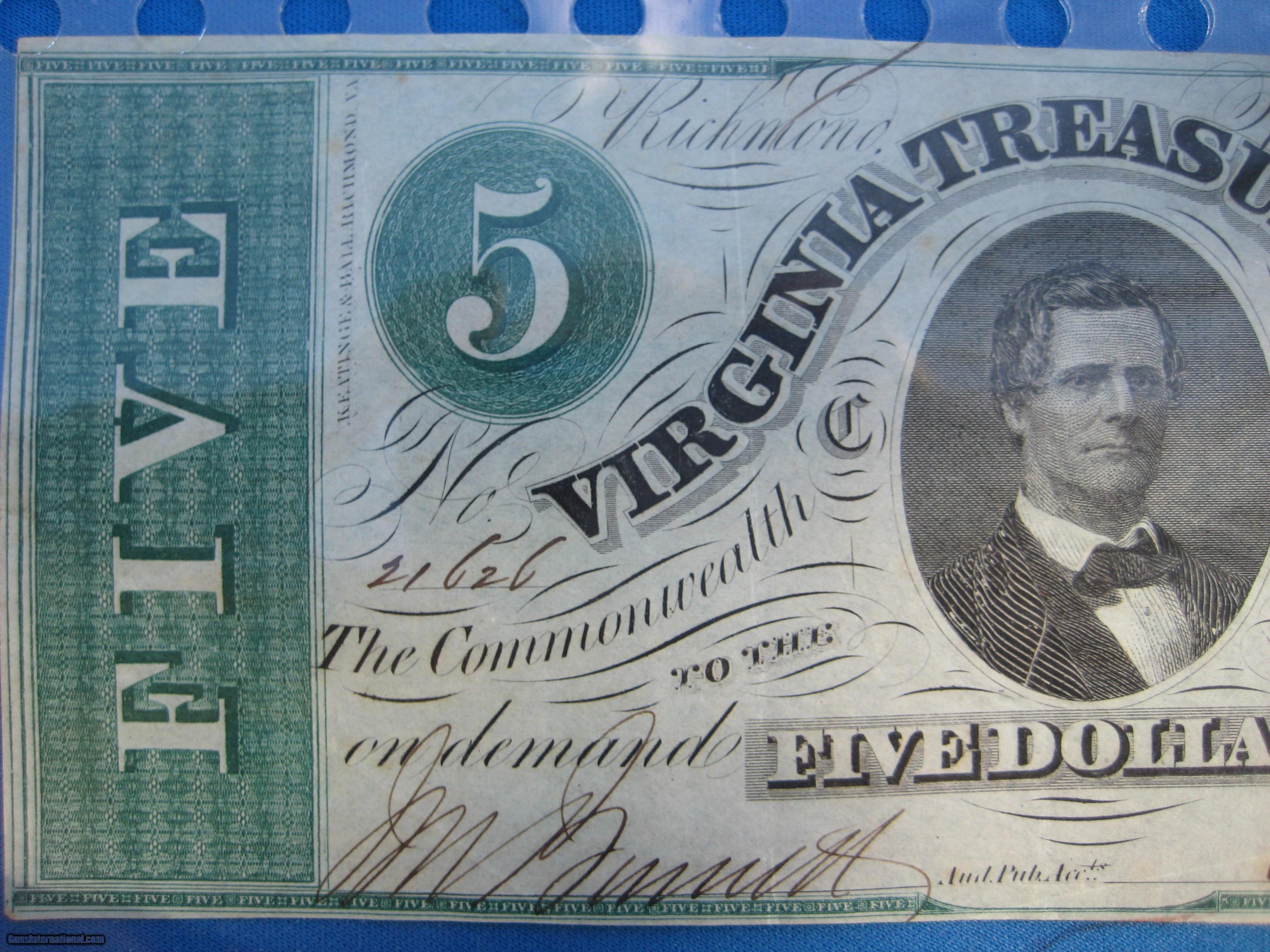 virginia-treasury-note-5-richmond-1862-mint-crisp-example