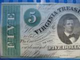 Virginia Treasury Note $5 Richmond 1862 Mint Crisp Example - 3 of 11