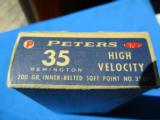 Peters HV 35 Remington Cartridge Box 200 Grain SP Full Mint - 3 of 9