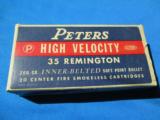 Peters HV 35 Remington Cartridge Box 200 Grain SP Full Mint - 1 of 9