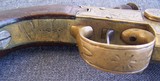 British Flintlock over/ under BRASS double barrel pistol. - 4 of 11