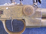 British Flintlock over/ under BRASS double barrel pistol. - 11 of 11