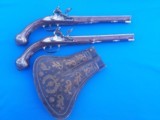 Bavarian Flintlock Pistols ca. 1750 w/holster C. Gottlieb Bonni - 1 of 19