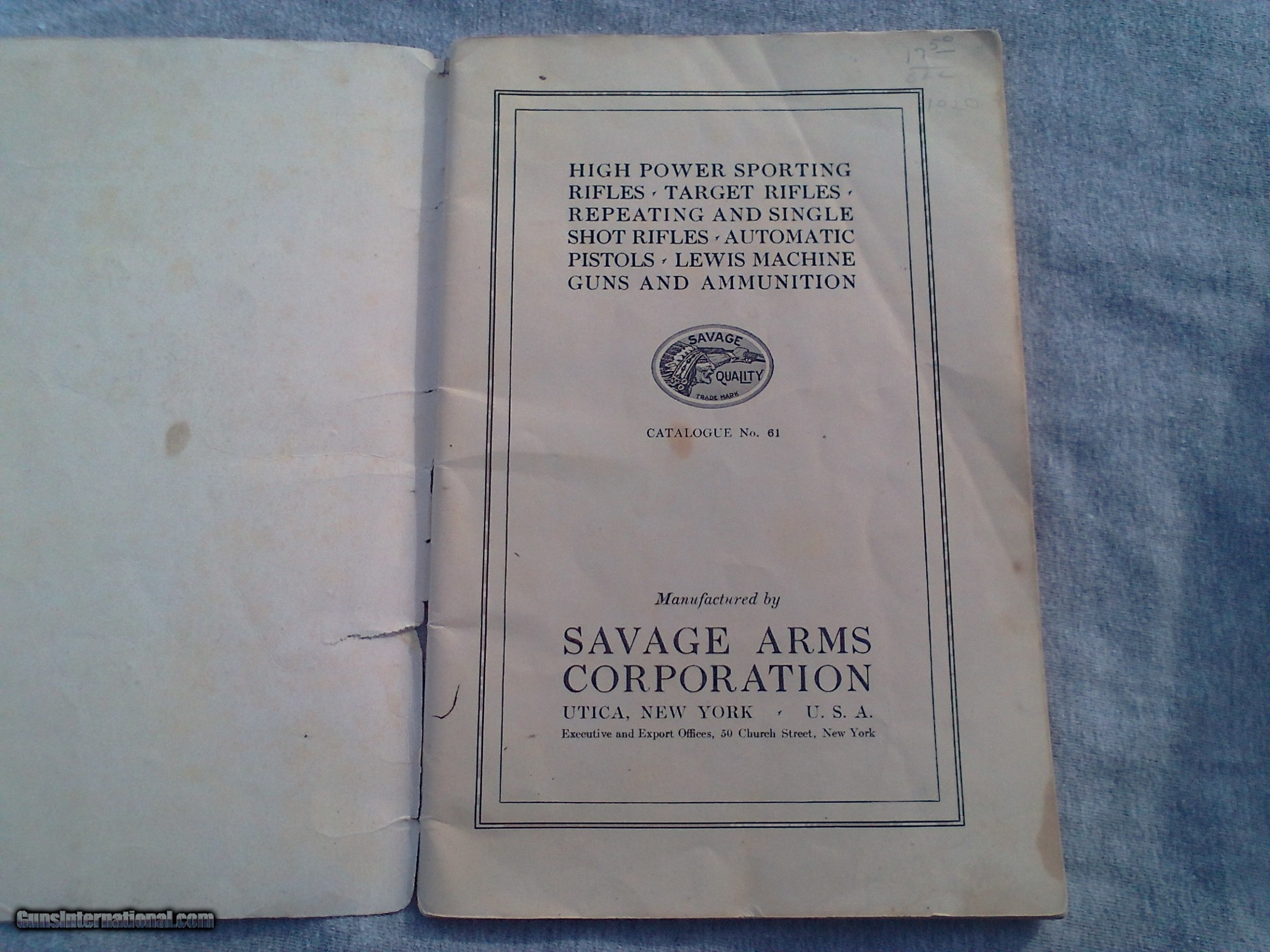 Savage Factory Catalog circa 1920