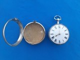English Pocket Watch Cased Verge Fusee circa 1831 w/outer case Sterling Silver