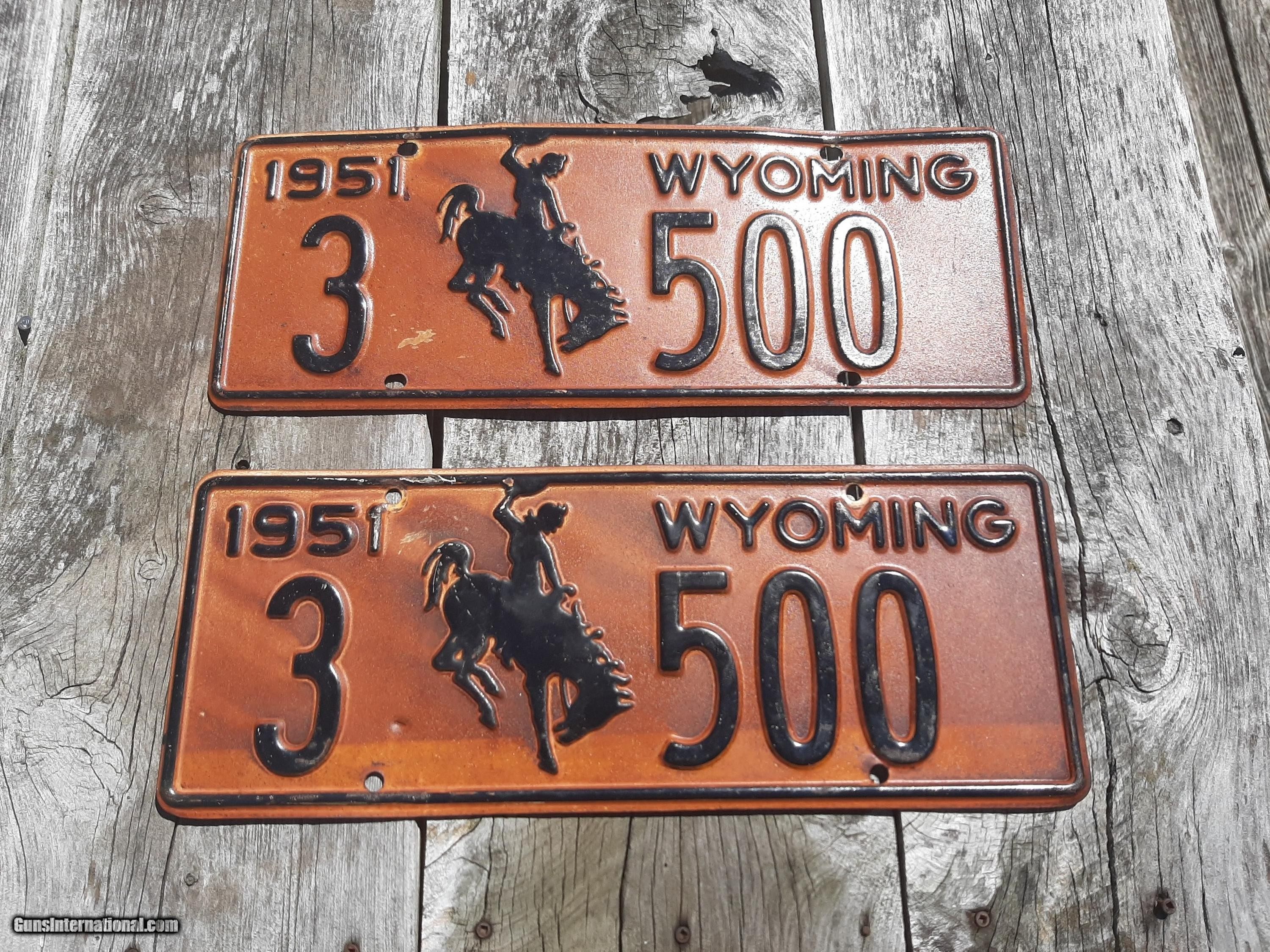 Wyoming 1951 License Plates