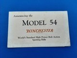 Winchester Model 54 Rifle Pamplet Original