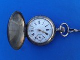 Antique Pocket Watch Sterling Silver w/Sterling Silver Chain & Compass - 6 of 9