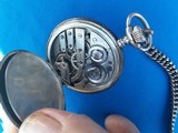 Antique Pocket Watch Sterling Silver w/Sterling Silver Chain & Compass - 8 of 9