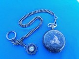 Antique Pocket Watch Sterling Silver w/Sterling Silver Chain & Compass - 9 of 9