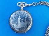 Antique Pocket Watch Sterling Silver w/Sterling Silver Chain & Compass - 5 of 9