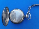 Antique Pocket Watch Sterling Silver w/Sterling Silver Chain & Compass - 7 of 9