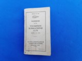 Instruction Book for the Thompson Submachine Gun circa 1940 - 1 of 8