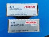 Federal 375 H&H Magnum 270 grain Hi-Shok SP Cartridge Boxes (40 Rounds) - 1 of 4