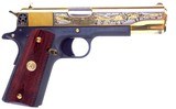 Colt 1991A1 Army Air Corps Tribute 45 ACP Pistol 24 Karat Gold #11 of 300 Mint Unfired In Display Case - 2 of 10
