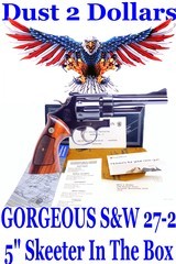 GORGEOUS Smith & Wesson Model 27-2 The .357 Magnum Revolver Mfd 1977 5" Skeeter AMN In The Box - 1 of 17