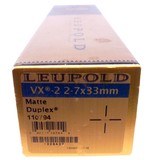 Leupold VX-2 2-7x33mm Rifle Scope Matte Finish Duplex Reticle Model 110794 With Leupold Scope Rings Butler Creek Covers W/Box - 8 of 9