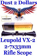 Leupold VX-2 2-7x33mm Rifle Scope Matte Finish Duplex Reticle Model 110794 With Leupold Scope Rings Butler Creek Covers W/Box - 1 of 9