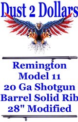 Remington Model 11 Semi-Automatic 20 Gauge Shotgun Barrel RARE Solid Rib Mint Bore 28" Modified Choke - 1 of 17