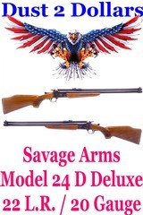 Gorgeous Savage Model 24D Deluxe Series P Over / Under 22 Long Rifle 20 Gauge Combination Rifle - 1 of 20