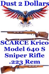 SCARCE Krico Bolt Action Model 640 S Sniper Rifle Chambered in .223 Remington Marked SNIPER W/Original Magazine - 1 of 20