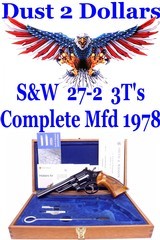 GORGEOUS Cased Smith & Wesson Model 27-2 .357 Magnum 3T’s P&R Revolver Complete in Presentation Case 1978 - 1 of 20