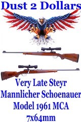 Very Late Steyr Mannlicher Schoenauer Model 1961 MCA Rifle Chambered in 7x64mm Mfd in 1970 DST Vlaw Mount Zeiss Scope - 1 of 18