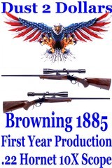 First Year Production Browning Miroku Manufactured Model 1885 Low Wall .22 Hornet Single Shot Rifle with 10X Scope - 1 of 17