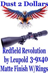Clean Redfield Revolution 3-9x40mm Matte Finish Rifle Scope by Leupold Weaver 1" Quad-Lock Scope Rings - 1 of 6