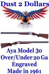 Scarce AYA Factory Engraved Model 30 Over/Under O/U .20 Gauge Shotgun Manufactured in 1961 - 1 of 19