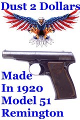 Remington 51 Transition Model Semi Automatic Pistol Chambered in .380 ACP Made In 1920 100 Years OLD - 1 of 12