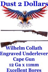 RARE Wilhelm Collath Engraved Underlever Cape Gun 12 Gauge by 11mm from the 1900’s Excellent Bores