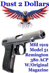 Type 1 Remington Model 51 Semi Automatic Pistol chambered in .380 ACP Manufactured in 1919 - 1 of 12